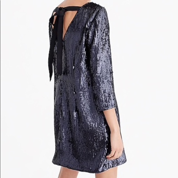 J.Crew Collection Navy Blue Sequin Bianca Party Mini Dress size 14 - Picture 2 of 10